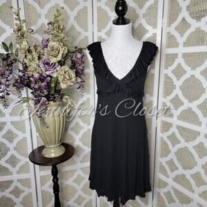 Cynthia Rowley Black Sleeveless Pleated Ruffle Dress Size M